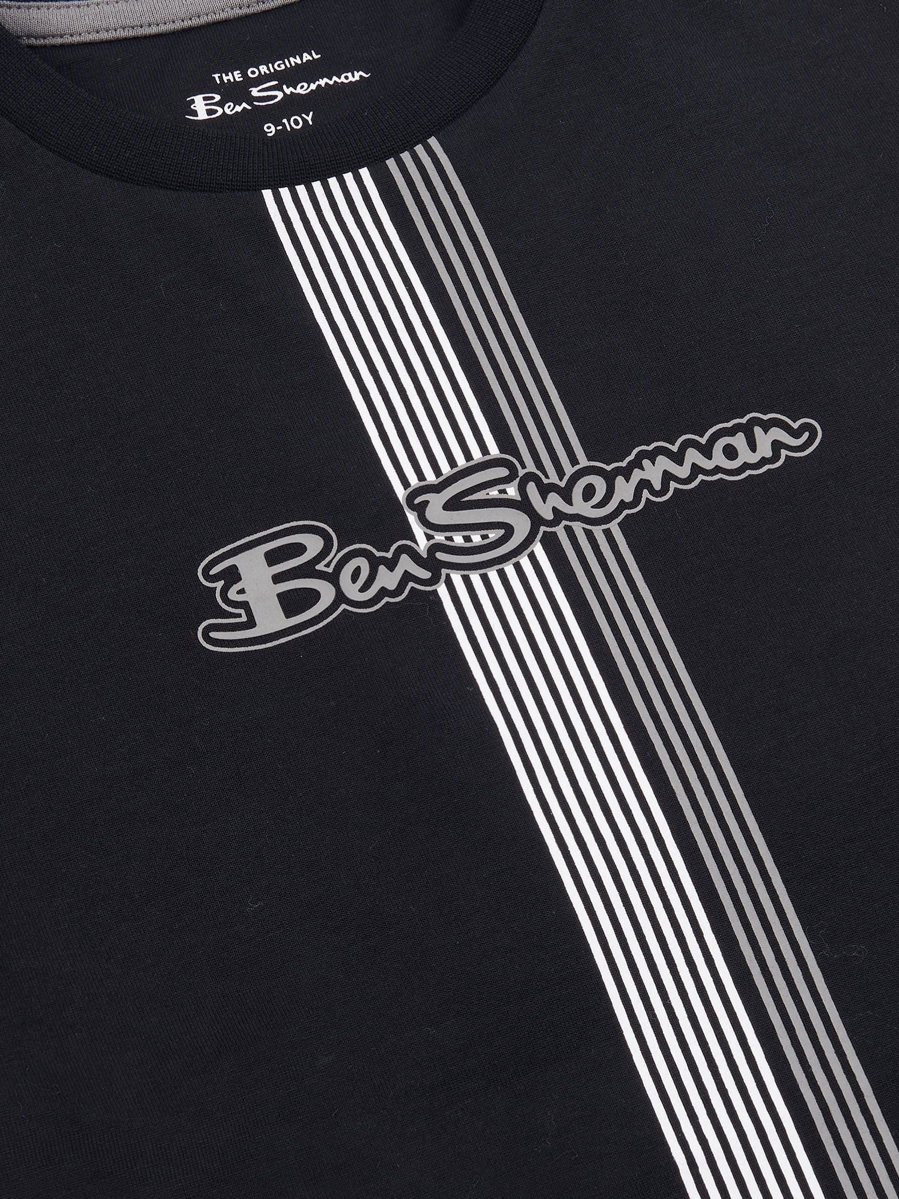 Ben Sherman Black 100% Cotton Centre Barcode Slub T-Shirt