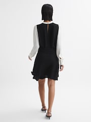 Reiss Ivory/Black Sadie Colourblock Belted Mini Dress - Image 4 of 4