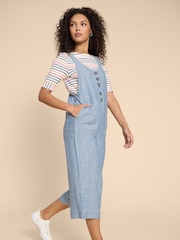 White Stuff Blue Viola 100% Linen Dungaree - Image 3 of 7