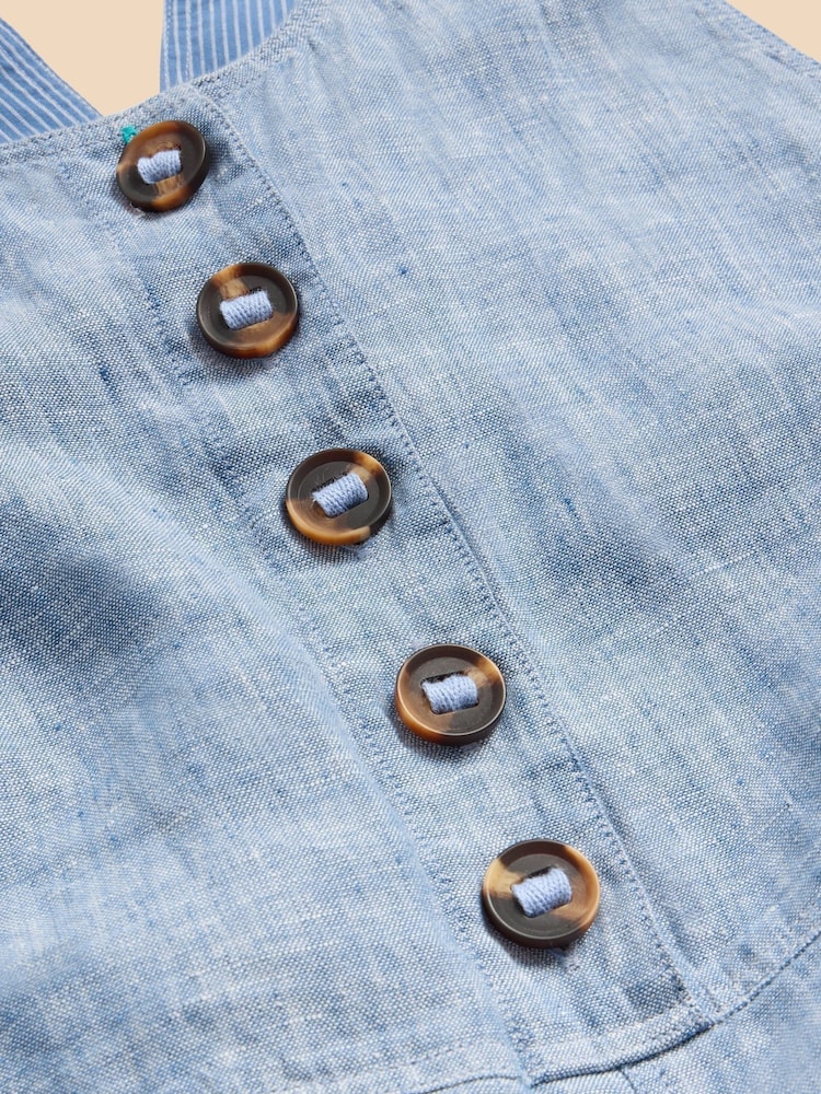 White Stuff Blue Viola 100% Linen Dungaree - Image 7 of 7