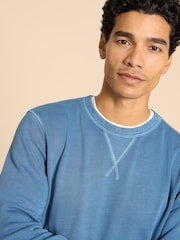 White Stuff Blue 100% Cotton Crew Neck Sweater - Image 4 of 7