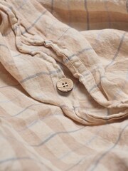 Piglet in Bed Cafe au Lait Check Stripe Linen Duvet Cover - Image 3 of 3