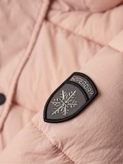 Superdry Pink Faux Fur Short Hooded Puffer Jacket - Image 4 of 5