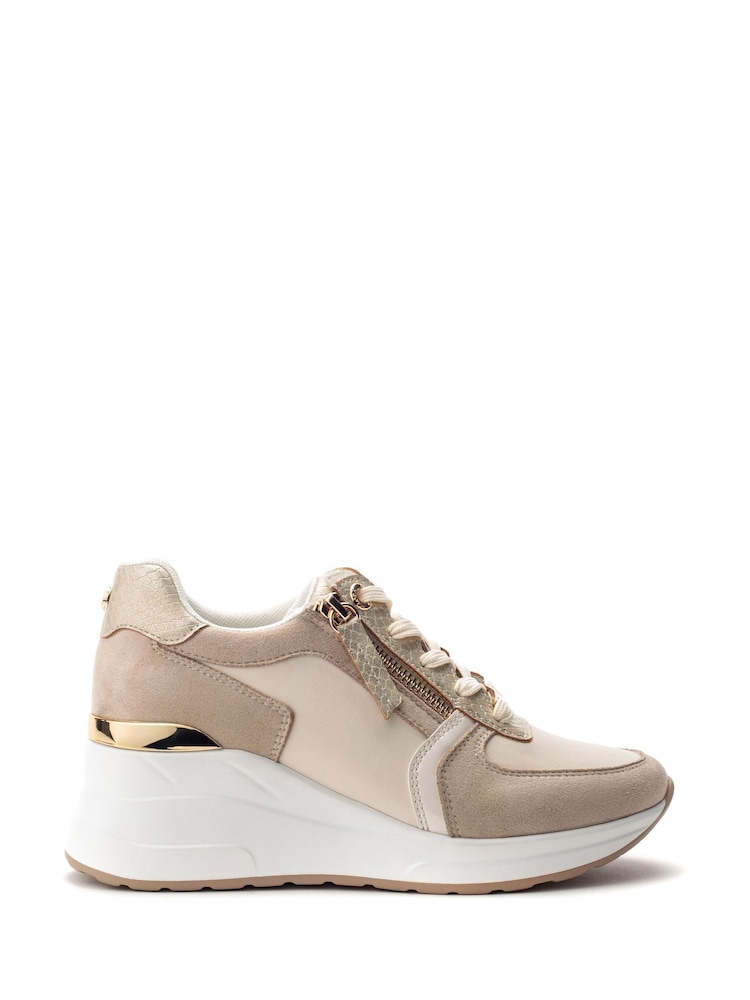 Moda in Pelle Natural Bayley Wedge Trainers With Lace Up Fastening - Image 1 of 3 Moda in Pelle Natural Bayley Wedge Trainers With Lace Up Fastening - Image 1 of 3