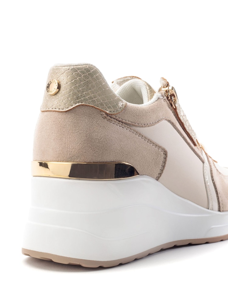 Moda in Pelle Natural Bayley Wedge Trainers With Lace Up Fastening - Image 3 of 3 Moda in Pelle Natural Bayley Wedge Trainers With Lace Up Fastening - Image 3 of 3