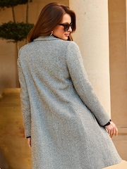 Sosandar Black Herringbone Formal Coat - Image 2 of 5