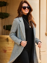 Sosandar Black Herringbone Formal Coat - Image 4 of 5