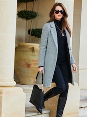 Sosandar Black Herringbone Formal Coat - Image 5 of 5