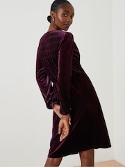 FatFace Purple Annie Velvet Dress - Image 2 of 6