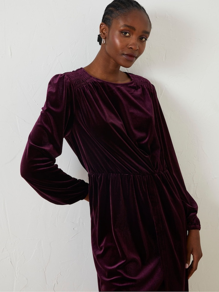 FatFace Purple Annie Velvet Dress - Image 3 of 6