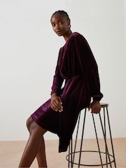 FatFace Purple Annie Velvet Dress - Image 4 of 6