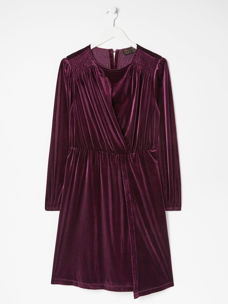 FatFace Purple Annie Velvet Dress - Image 6 of 6