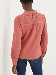FatFace Red Liza Broderie Top - Image 2 of 5