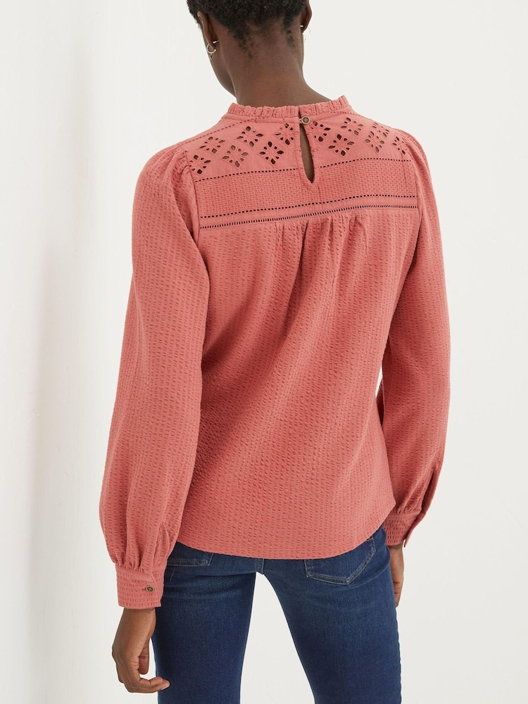 FatFace Red Liza Broderie Top - Image 2 of 5