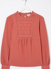 FatFace Red Liza Broderie Top - Image 5 of 5