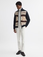 Reiss Multi Holden Fairisle Pattern Knitted Zip-Through Cardigan - Image 3 of 6