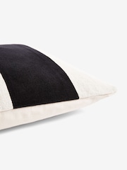 Black/White Stripe 50 x 30cm Linford Velvet Cushion - Image 2 of 5