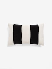 Black/White Stripe 50 x 30cm Linford Velvet Cushion - Image 3 of 5