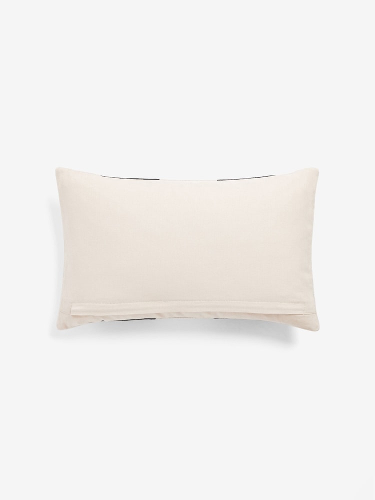 Black/White Stripe 50 x 30cm Linford Velvet Cushion - Image 5 of 5