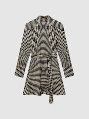 Reiss Black/White Ester Dogtooth Mini Dress - Image 2 of 5
