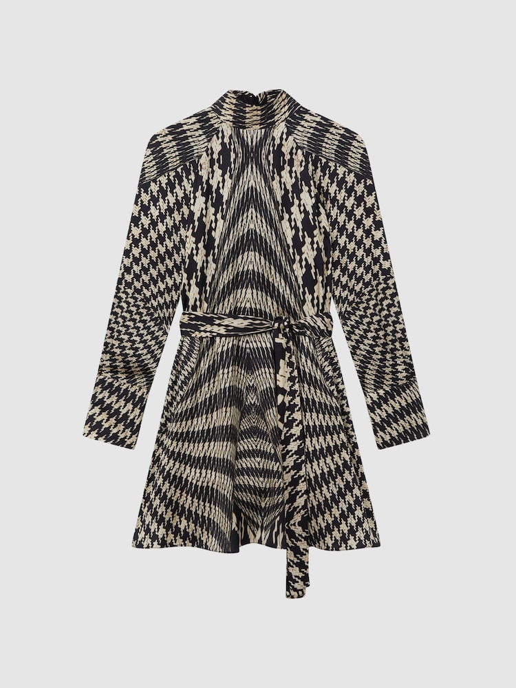 Reiss Black/White Ester Dogtooth Mini Dress - Image 2 of 5