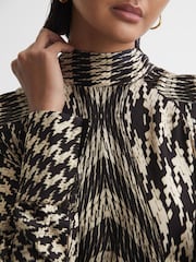 Reiss Black/White Ester Dogtooth Mini Dress - Image 4 of 5