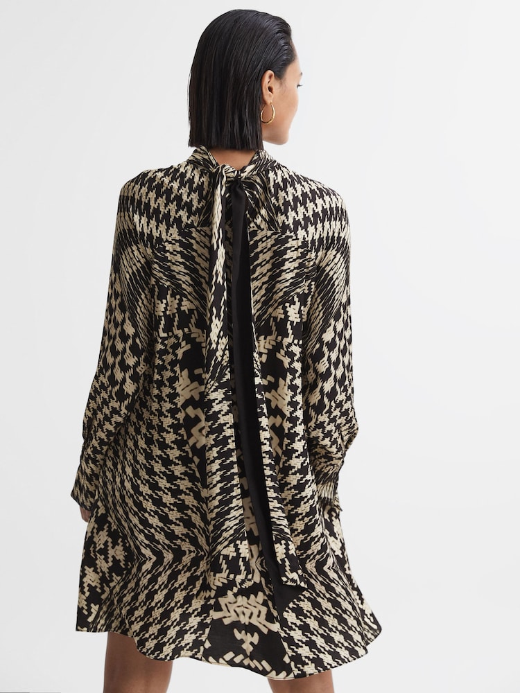 Reiss Black/White Ester Dogtooth Mini Dress - Image 5 of 5