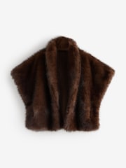 Lipsy Chocolate Brown Faux Fur Cape Poncho - Image 5 of 7