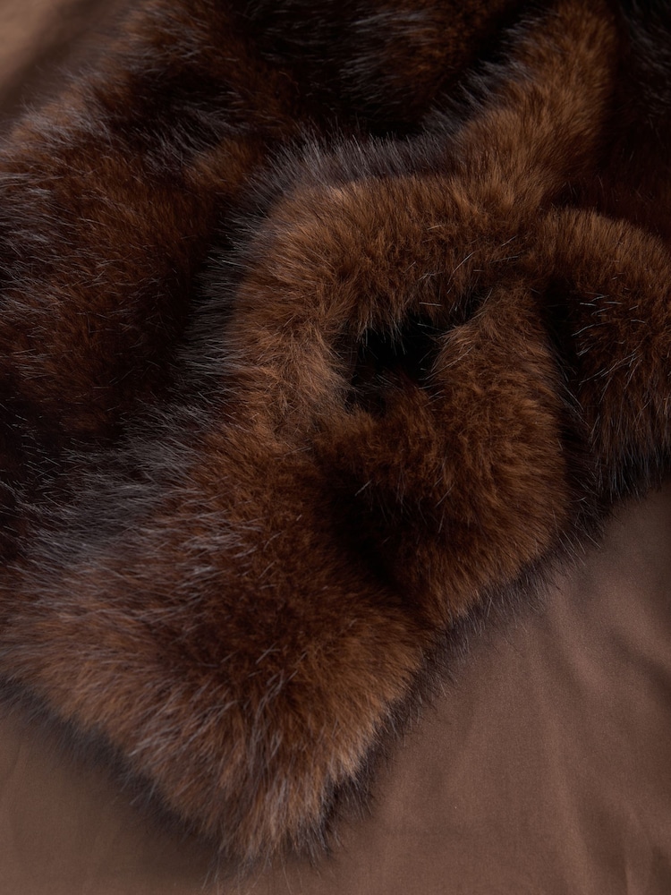 Lipsy Chocolate Brown Faux Fur Cape Poncho - Image 7 of 7