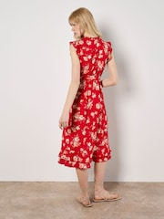 Apricot Red Painterly Floral Midi Dress - Image 2 of 4