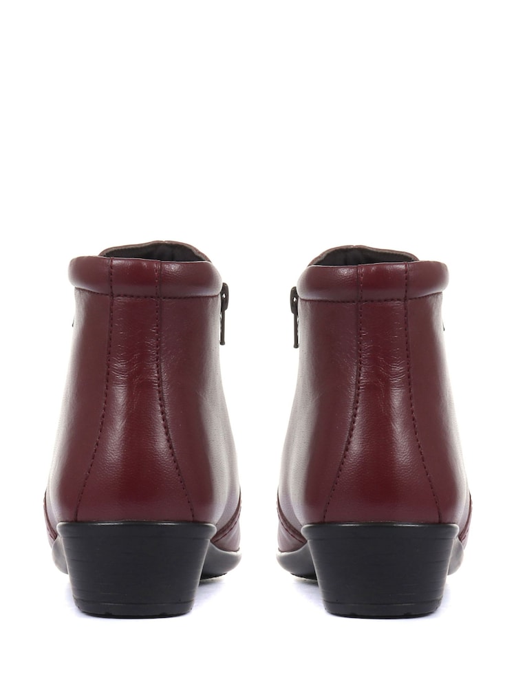 Pavers Red Ladies Wide Fit Leather Ankle Boots - Image 3 of 5