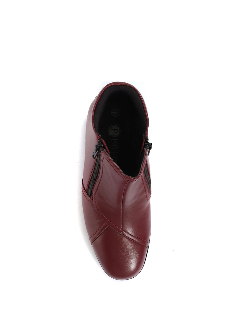Pavers Red Ladies Wide Fit Leather Ankle Boots - Image 4 of 5