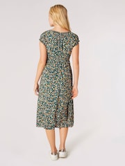 Apricot Green Garden Floral Milkmaid Midi Dress - Image 2 of 4