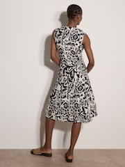 Apricot Blue Abstract Tile Crepe Shirt Midi Dress - Image 2 of 4