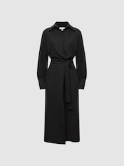 Reiss Black Phoenix Premium Linen Blend Midi Dress - Image 2 of 7