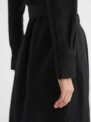 Reiss Black Phoenix Premium Linen Blend Midi Dress - Image 4 of 7