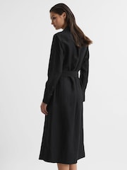 Reiss Black Phoenix Premium Linen Blend Midi Dress - Image 5 of 7