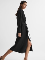 Reiss Black Phoenix Premium Linen Blend Midi Dress - Image 6 of 7