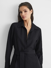 Reiss Black Phoenix Premium Linen Blend Midi Dress - Image 7 of 7