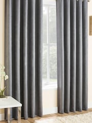 Enhanced Living Grey Vogue Ready Made Thermal Blackout Eyelet Curtains - Image 1 of 5