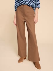 White Stuff Brown Wide Leg Belle Trousers - Image 1 of 7