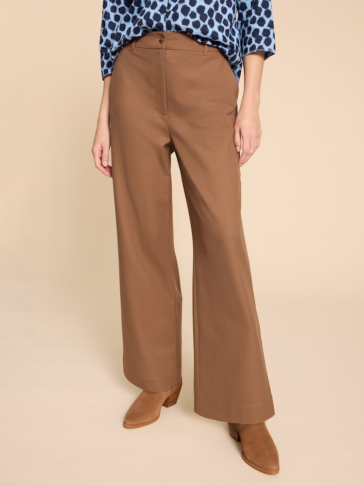 White Stuff Brown Wide Leg Belle Trousers - Image 1 of 7