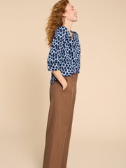 White Stuff Brown Wide Leg Belle Trousers - Image 3 of 7
