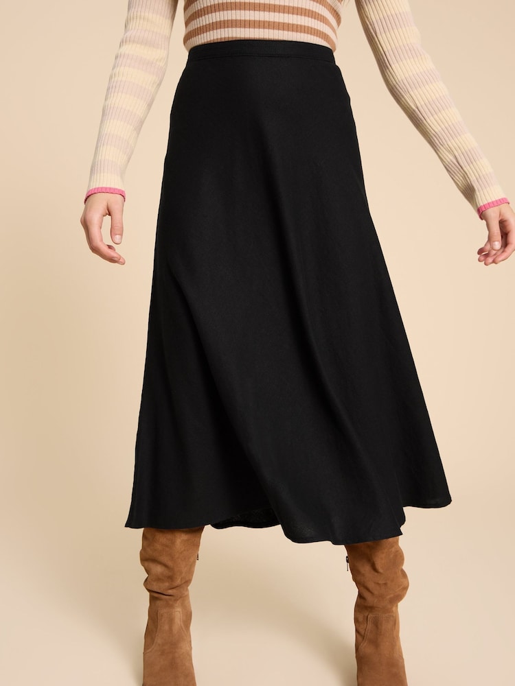 White Stuff Black Clemence Linen Blend Skirt - Image 1 of 7 White Stuff Black Clemence Linen Blend Skirt - Image 1 of 7