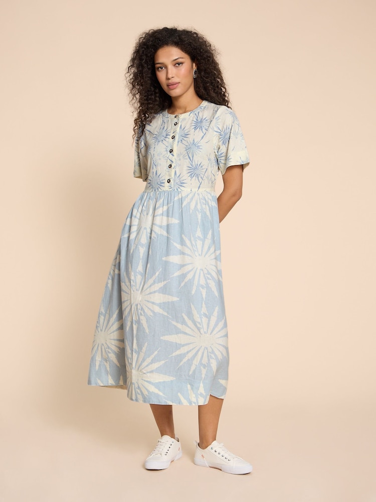 White Stuff Blue Pip Linen Blend Midi Dress - Image 1 of 7 White Stuff Blue Pip Linen Blend Midi Dress - Image 1 of 7