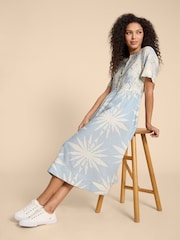 White Stuff Blue Pip Linen Blend Midi Dress - Image 3 of 7