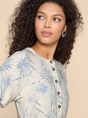 White Stuff Blue Pip Linen Blend Midi Dress - Image 4 of 7
