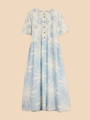 White Stuff Blue Pip Linen Blend Midi Dress - Image 5 of 7