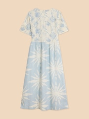 White Stuff Blue Pip Linen Blend Midi Dress - Image 6 of 7
