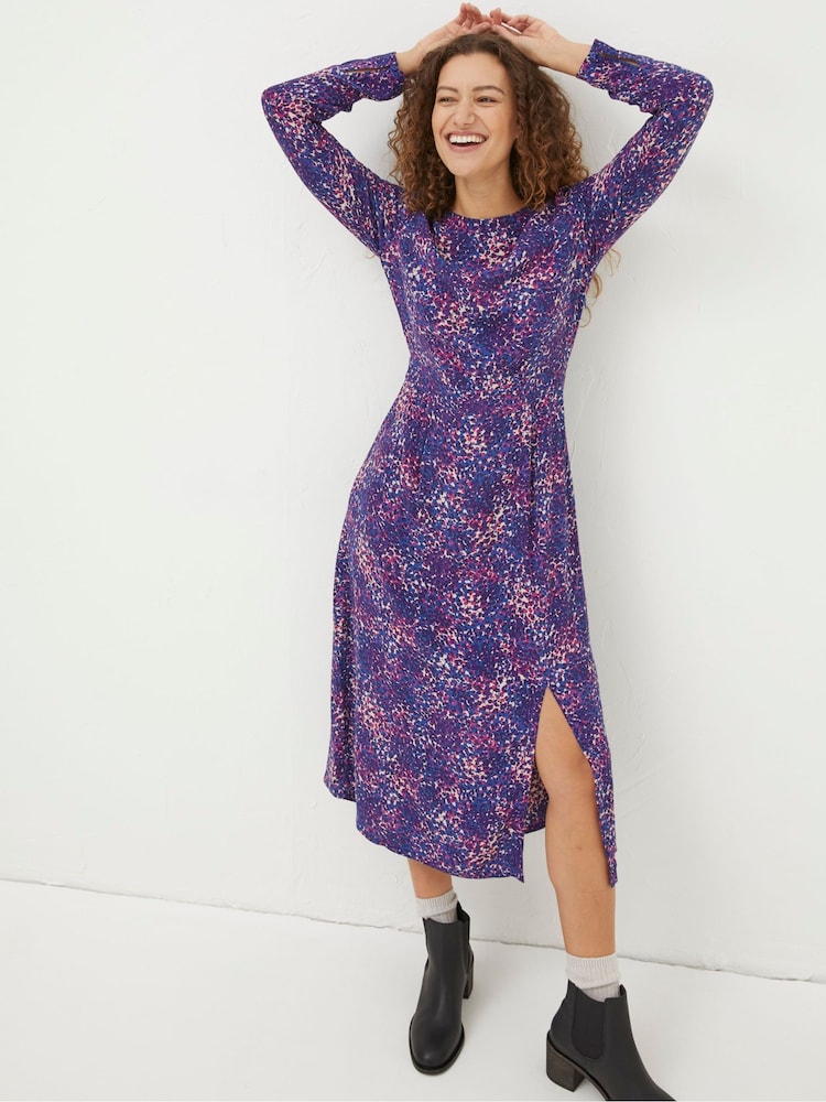 FatFace Blue Haldon Layered Spot Midi Dress - Image 1 of 5 FatFace Blue Haldon Layered Spot Midi Dress - Image 1 of 5
